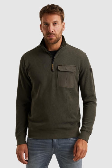 PME legend half zip collar knit look jersey Groen