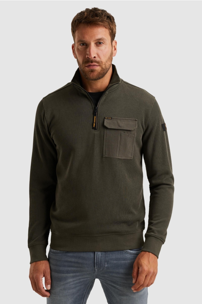 PME legend groene heren trui | Model vooraanzicht