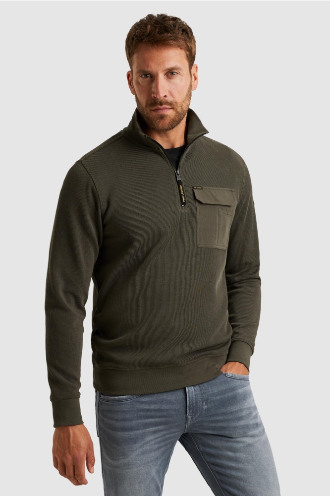 PME legend groene heren trui | Model zijaanzicht