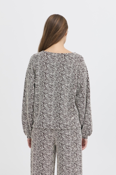 Ichi bruine dames trui | Model achteraanzicht