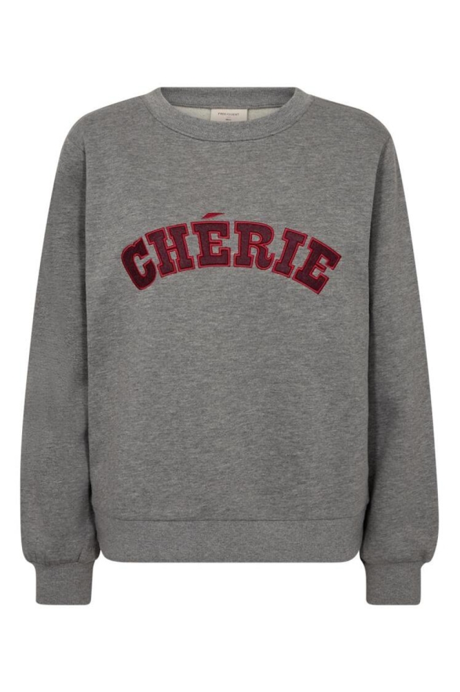 Freequent grijze dames sweater | Vooraanzicht