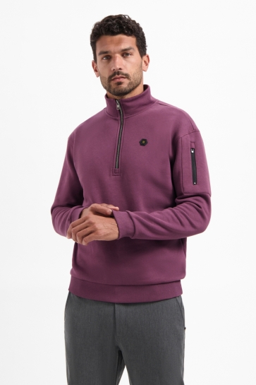 NO-EXCESS HALF ZIP SWEATER 29130851 164 DARK WINE