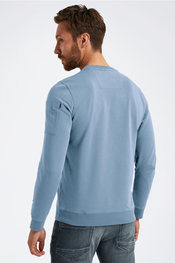 PME legend blauwe heren sweater | Model achteraanzicht
