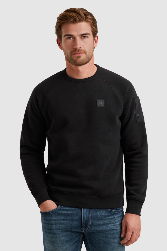 PME legend zwarte heren sweater | Model vooraanzicht