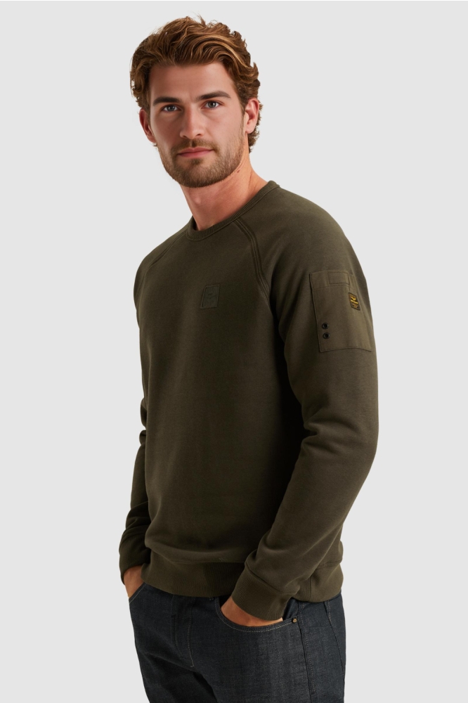 PME legend groene heren sweater | Model zijaanzicht