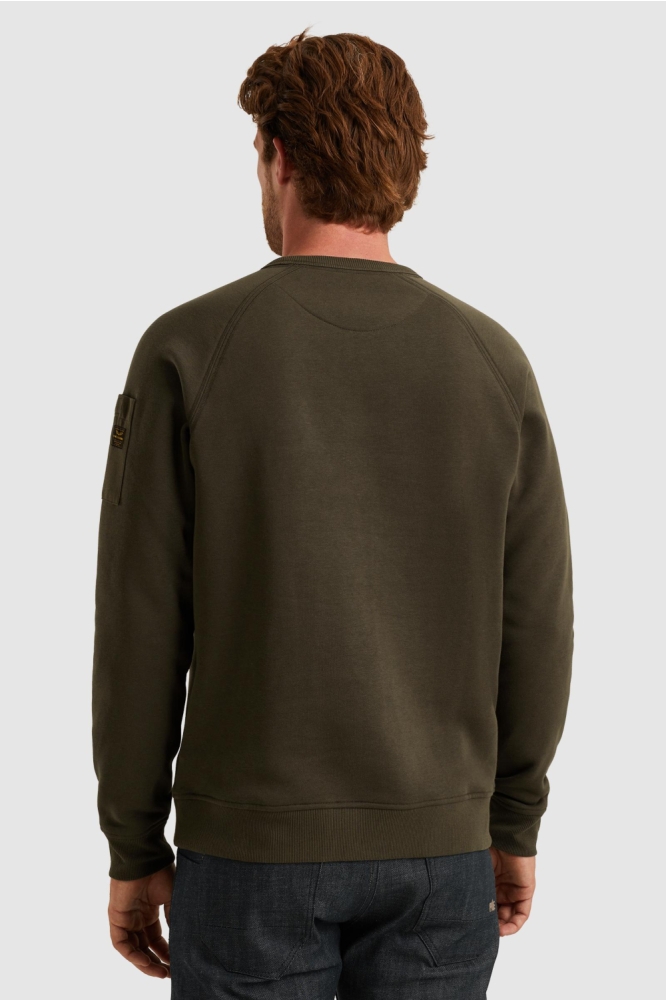 PME legend groene heren sweater | Model achteraanzicht