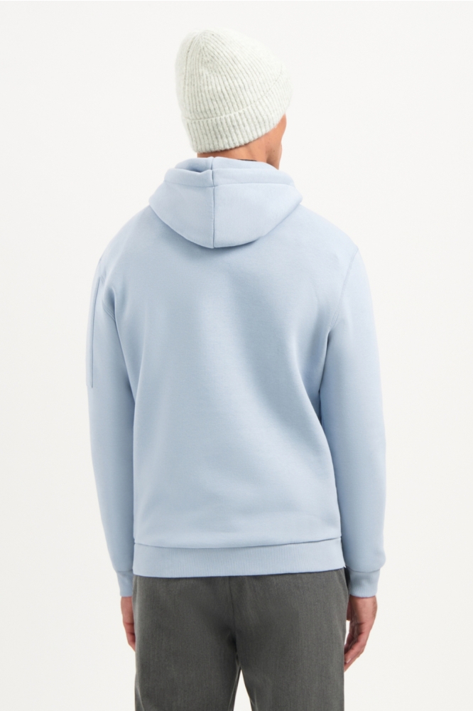 NO-EXCESS blauwe heren sweater | Model achteraanzicht