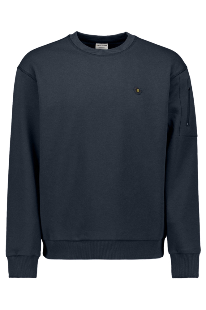 NO-EXCESS blauwe heren sweater | Vooraanzicht