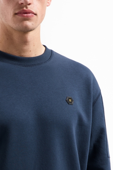 NO-EXCESS blauwe heren sweater | Close up