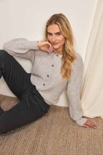 Red Button CARDIGAN AJOUR SPARKLE SRB4605 Stone