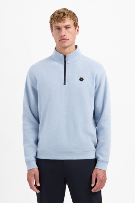 NO-EXCESS blauwe heren trui | Model vooraanzicht