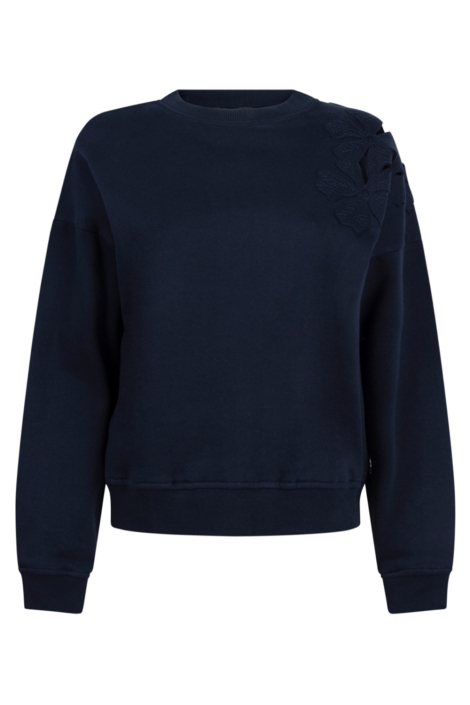 Juffrouw Jansen blauwe dames sweater | Vooraanzicht