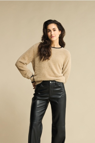 Red Button Trui FLUFFY SWEATER AND CONTRAST SRB4642A CLAY/BLACK