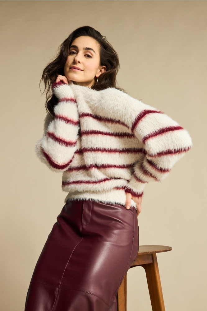 Red Button beige dames trui | Model vooraanzicht