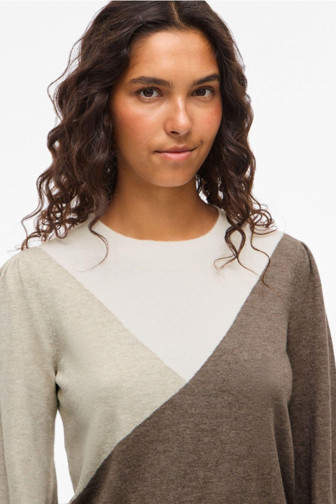 Vila taupe dames trui | Close up