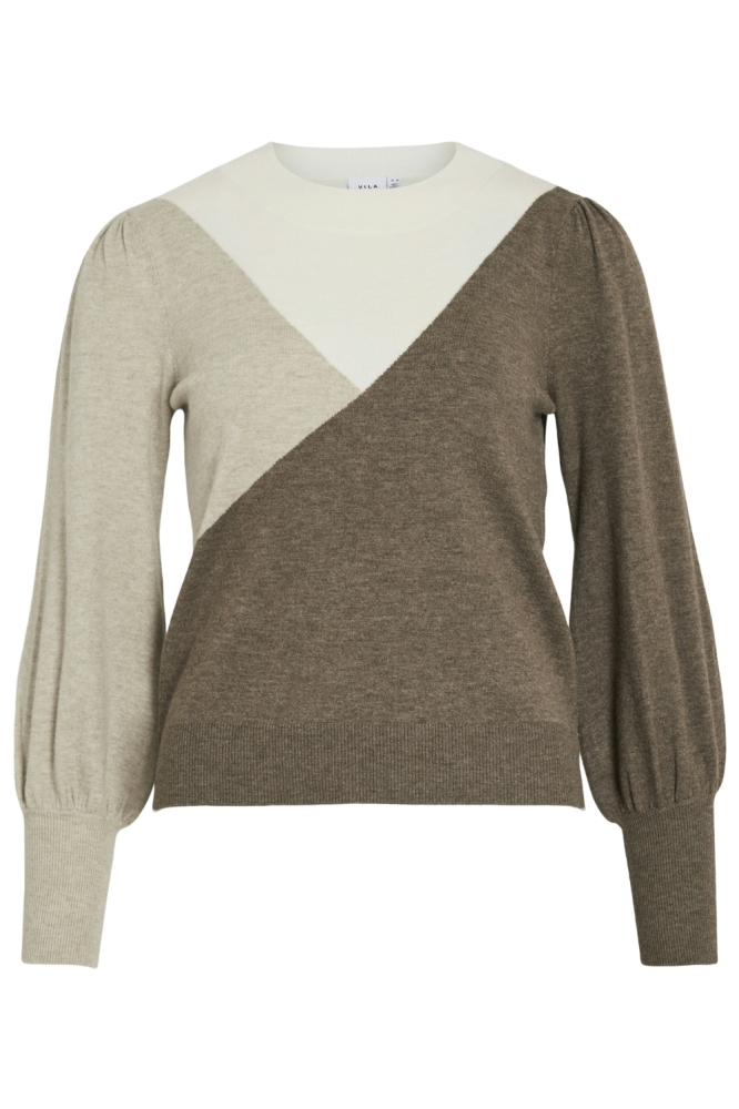 Vila taupe dames trui | Vooraanzicht