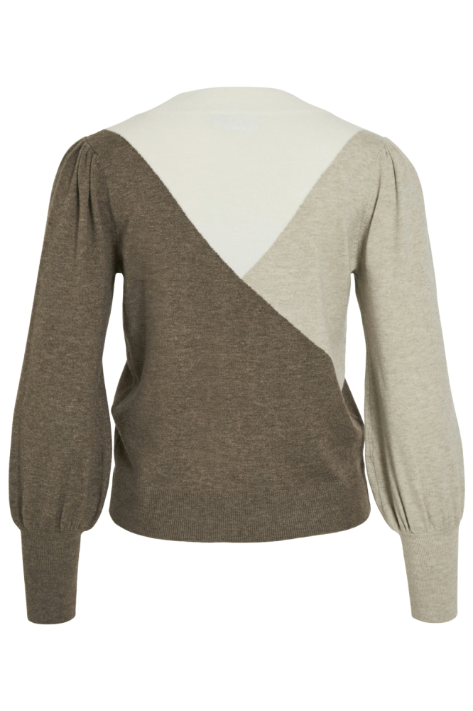 Vila taupe dames trui | Achteraanzicht