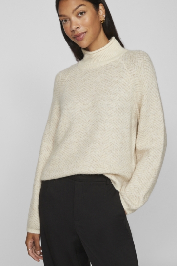 Vila VILORY HIGH NECK L/S KNIT TOP - NOO 14094181 Eggnog