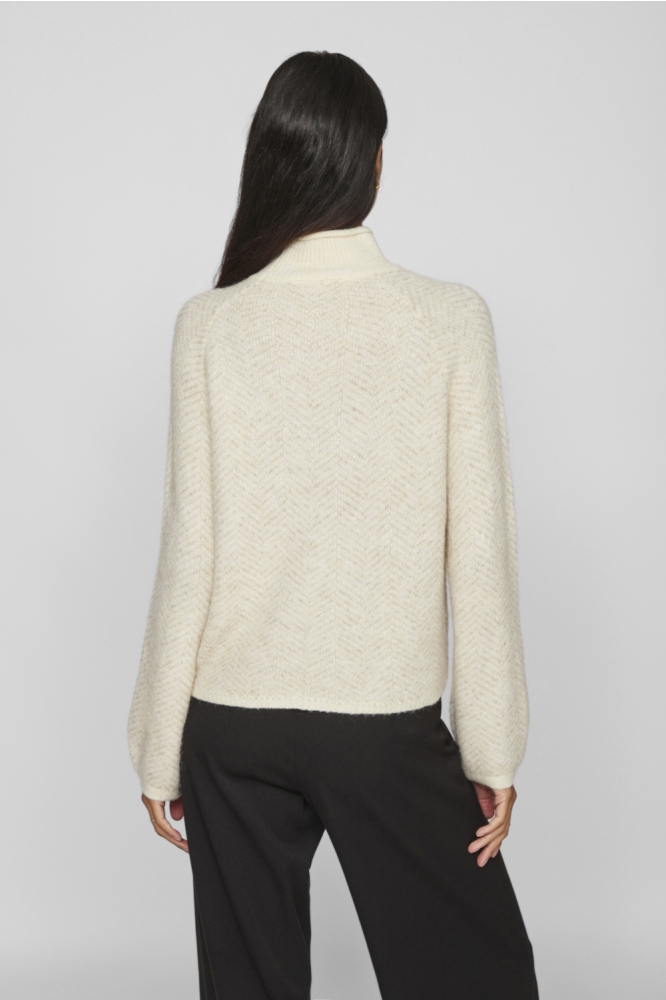 Vila ecru dames trui | Model achteraanzicht