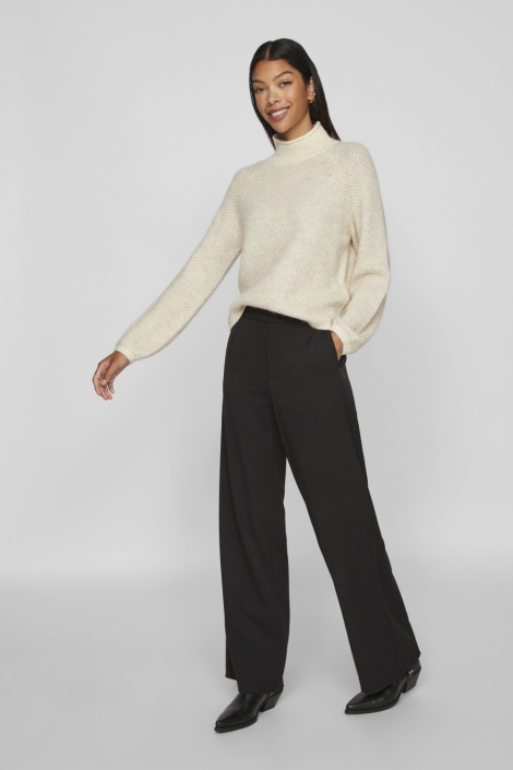 Vila ecru dames trui | Model vooraanzicht