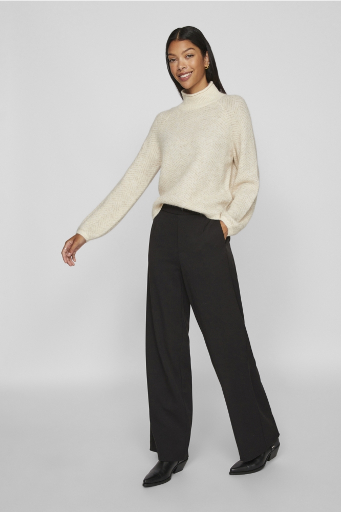 Vila ecru dames trui | Model vooraanzicht