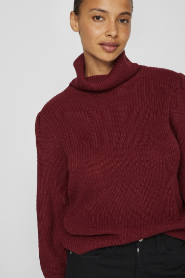 Vila vilou new rollneck l/s knit top - n Bordeaux