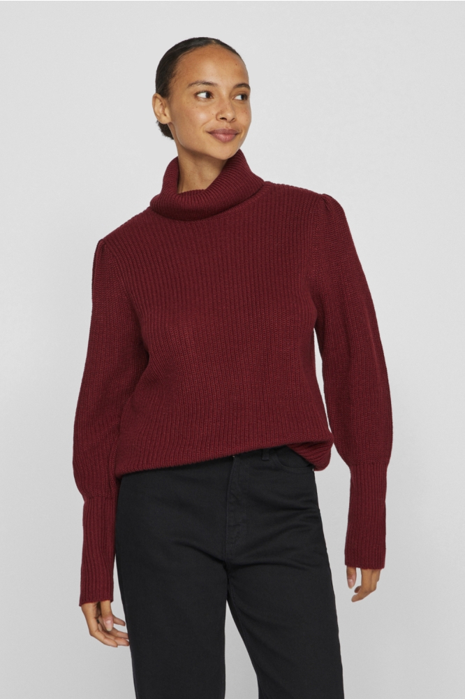 Vila bordeaux dames trui | Model vooraanzicht