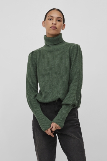 Vila vilou new rollneck l/s knit top - n Groen
