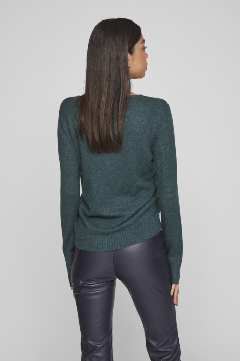Vila groene dames trui | Model achteraanzicht