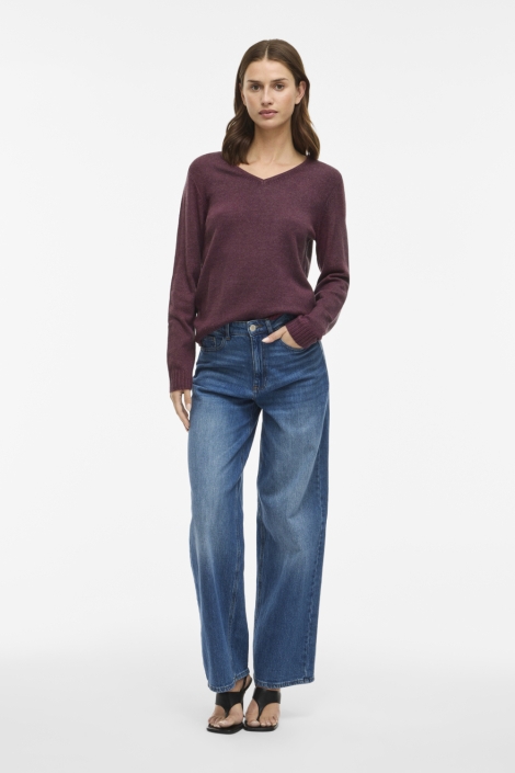 Vila bordeaux dames trui | Model vooraanzicht