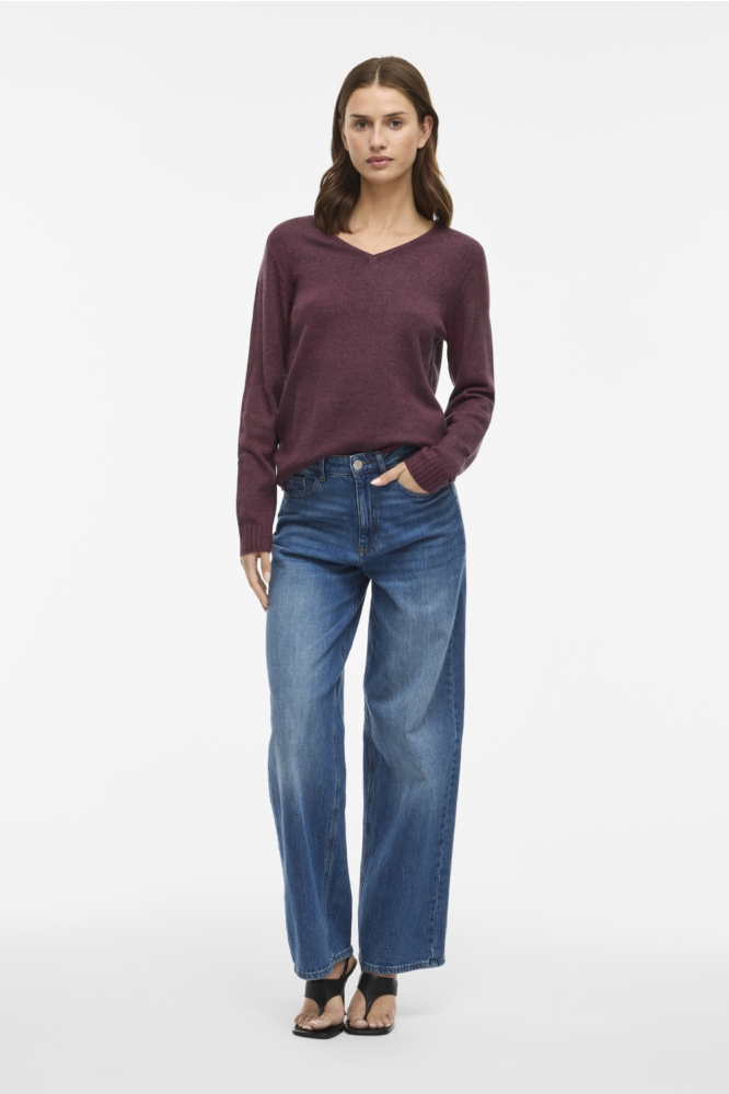 Vila bordeaux dames trui | Model vooraanzicht