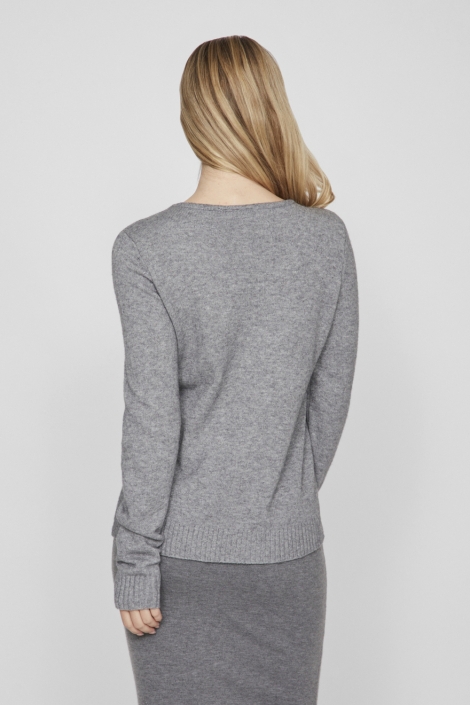 Vila grijze dames trui | Model achteraanzicht