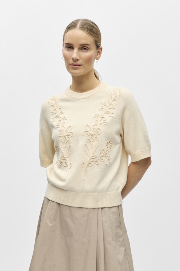 Object Trui OBJLANEY RUBIN SS PULLOVER NOOS 23046234 SANDSHELL/FLORAL EMB