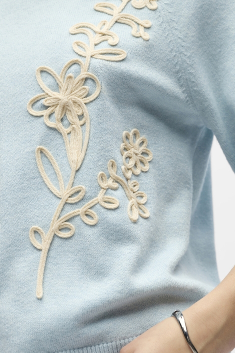 Object blauwe dames trui | Close up