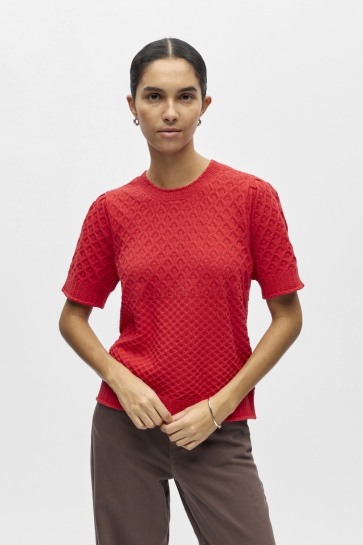 Object objnoa s/s re knit pullover noos Rood