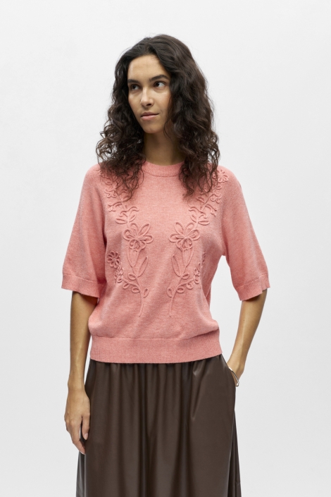 Object roze dames trui | Model vooraanzicht