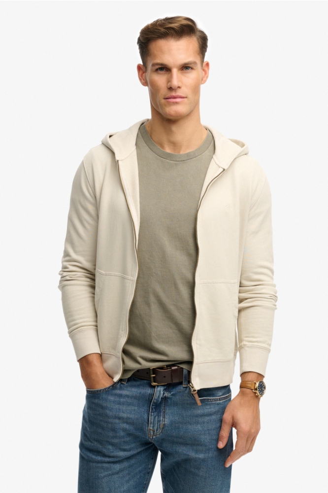 Superdry beige heren vest | Model vooraanzicht