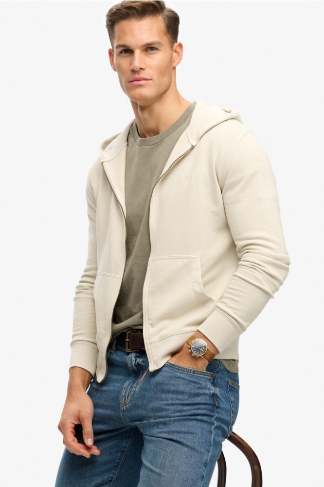 Superdry beige heren vest | Model vooraanzicht