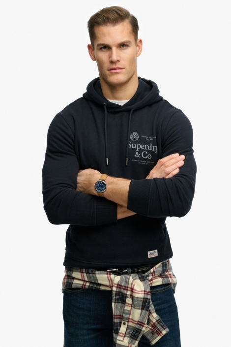 Superdry blauwe heren sweater | Model vooraanzicht