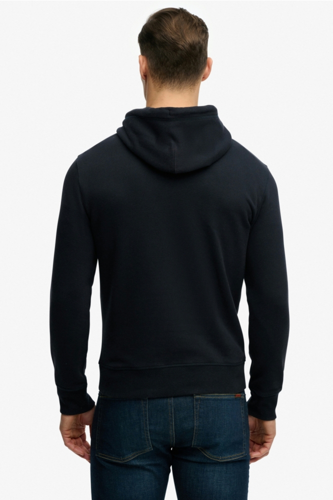 Superdry blauwe heren sweater | Model achteraanzicht