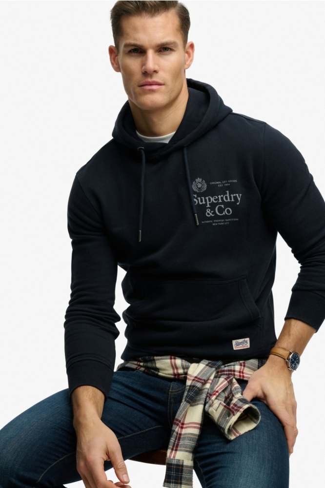 Superdry blauwe heren sweater | Model vooraanzicht