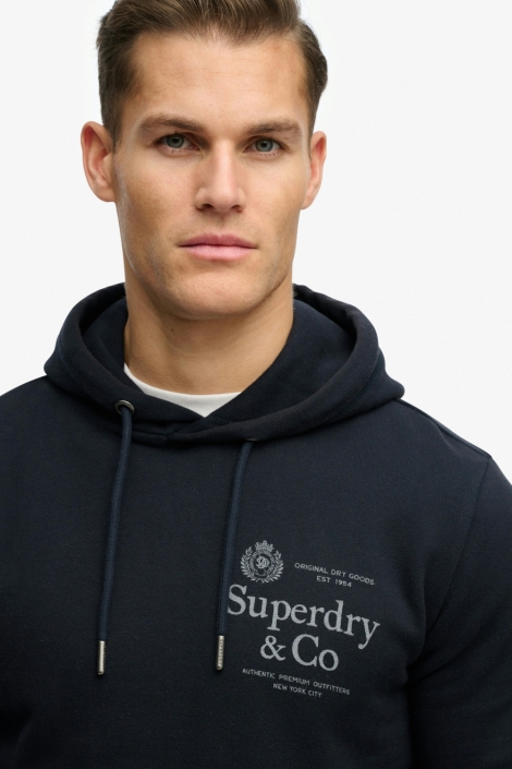 Superdry blauwe heren sweater | Close up