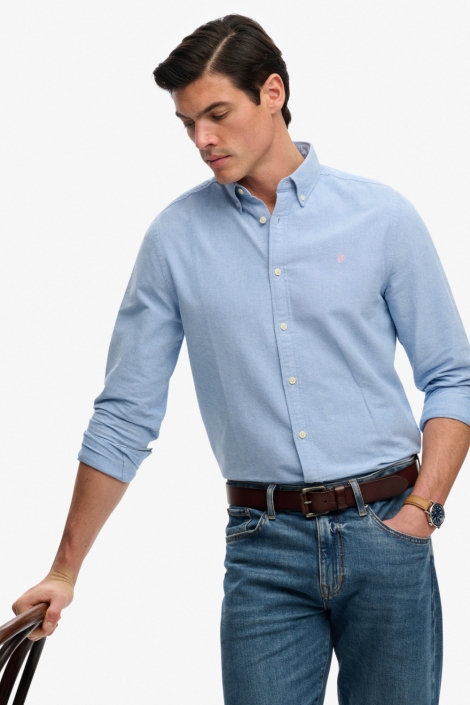 Superdry blauwe heren overhemd | Model vooraanzicht