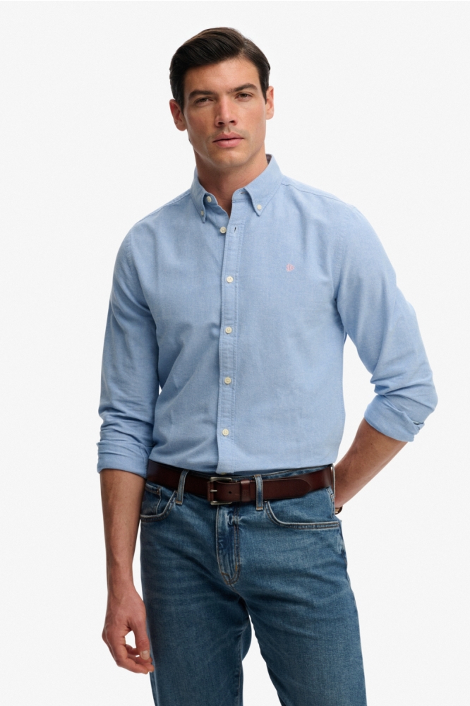 Superdry blauwe heren overhemd | Model vooraanzicht