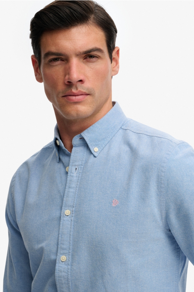 Superdry blauwe heren overhemd | Close up