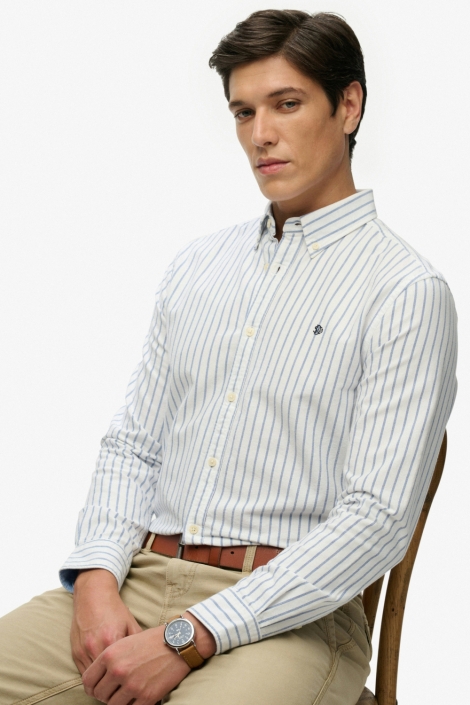 Superdry witte heren overhemd | Model vooraanzicht