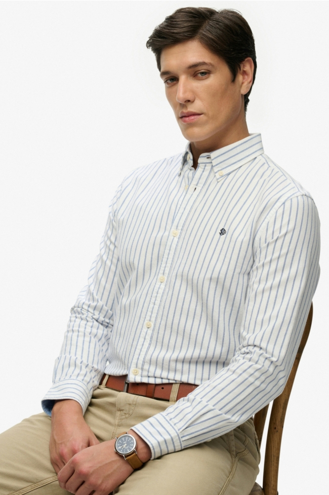 Superdry witte heren overhemd | Model vooraanzicht