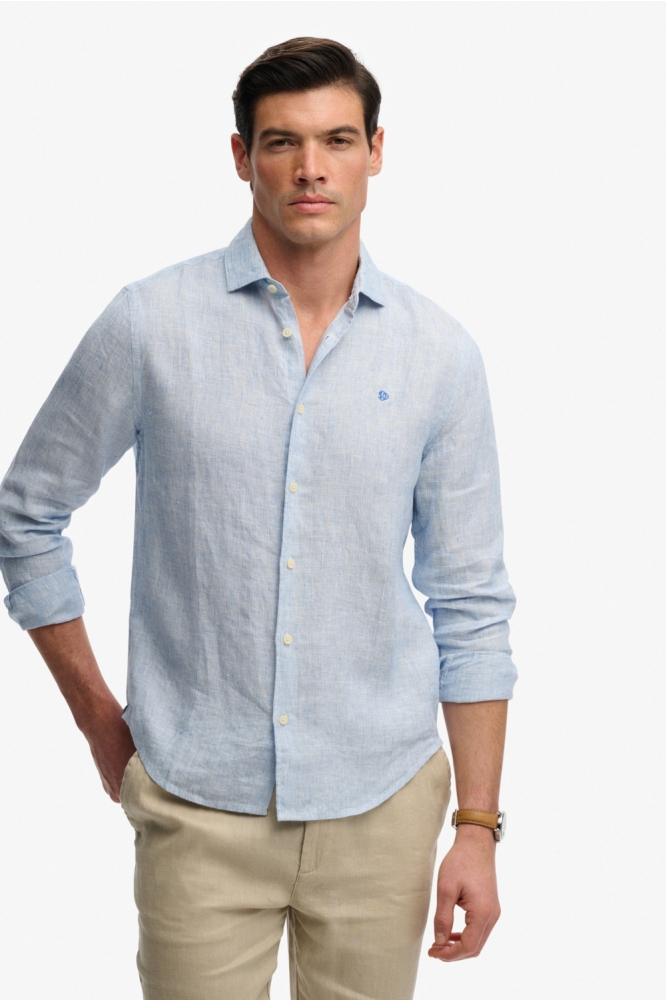 Superdry blauwe heren overhemd | Model vooraanzicht