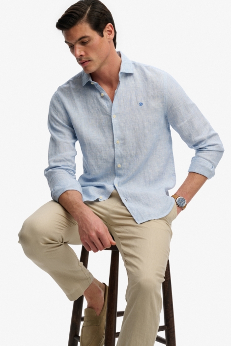 Superdry blauwe heren overhemd | Model vooraanzicht