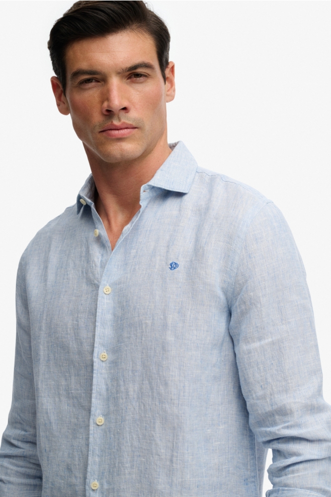 Superdry blauwe heren overhemd | Close up
